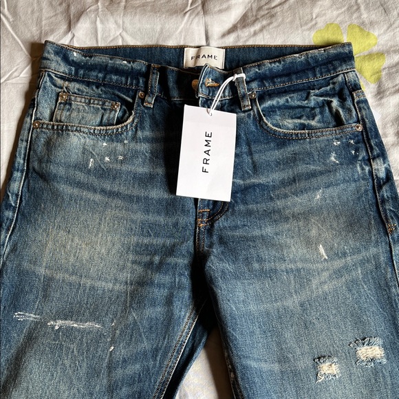Frame Denim Other - Frame Denim The Boxy Jean in Deep Blue with Faded Wash